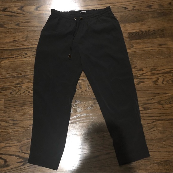 Express Black Ankle Length Drawstring Slacks - Picture 1 of 4